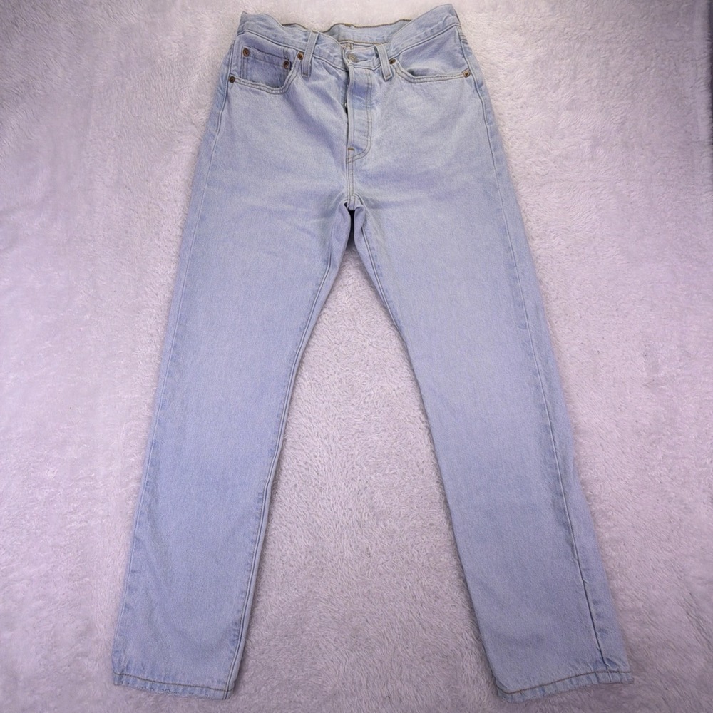Levi's 501 Jeans Womens 28x29 Straight Leg Light Blue Denim #12501-0381